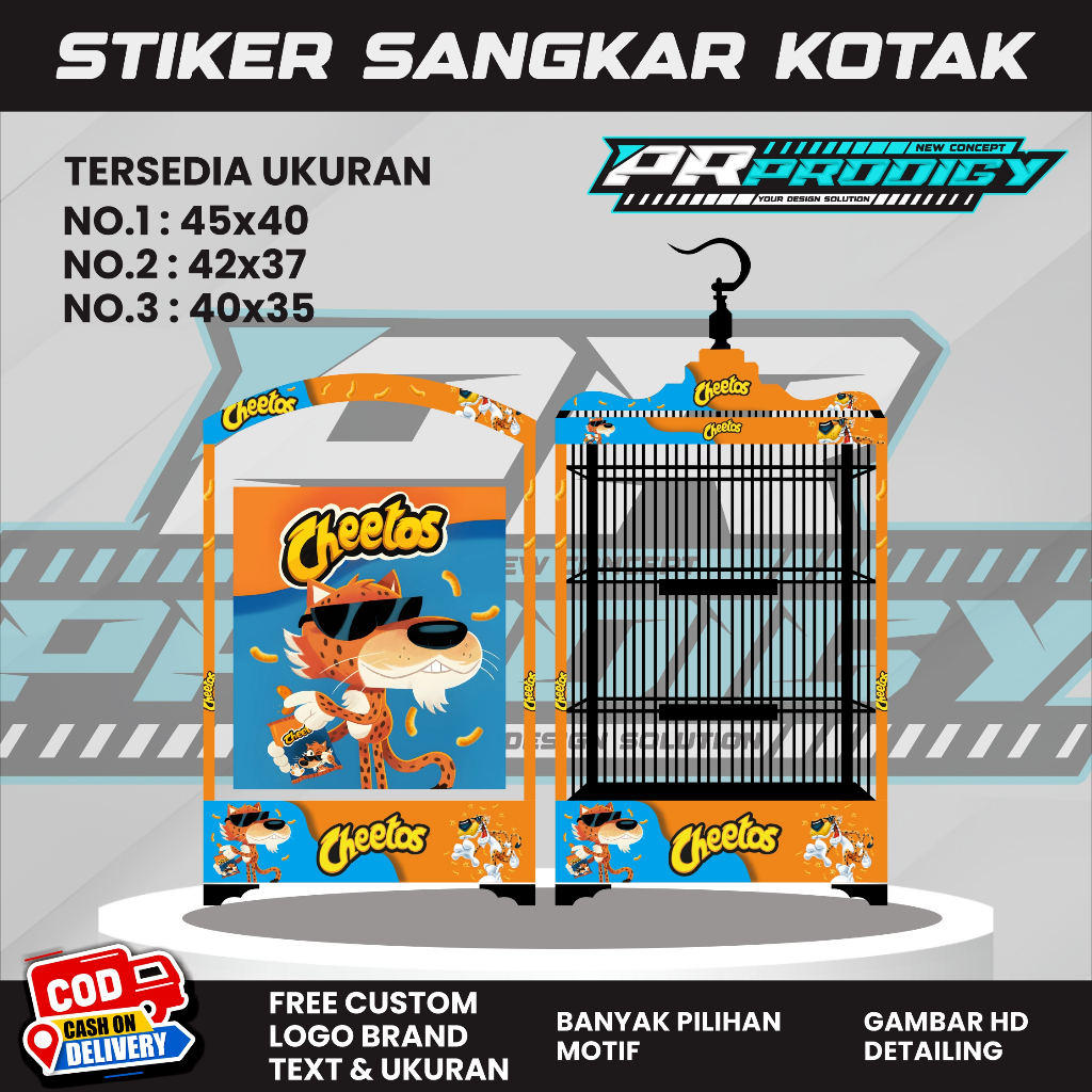 Stiker Decal CHEETOS Sangkar Burung / Sangkar Koper / Sangkar Kosan