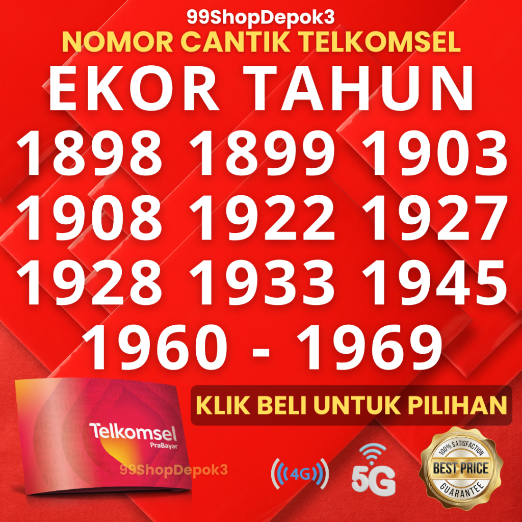 Kartu Perdana Nomor Cantik Telkomsel Simpati TAHUN P4 1899 1898 1903 1908 1922 1927 1928 1933 1945