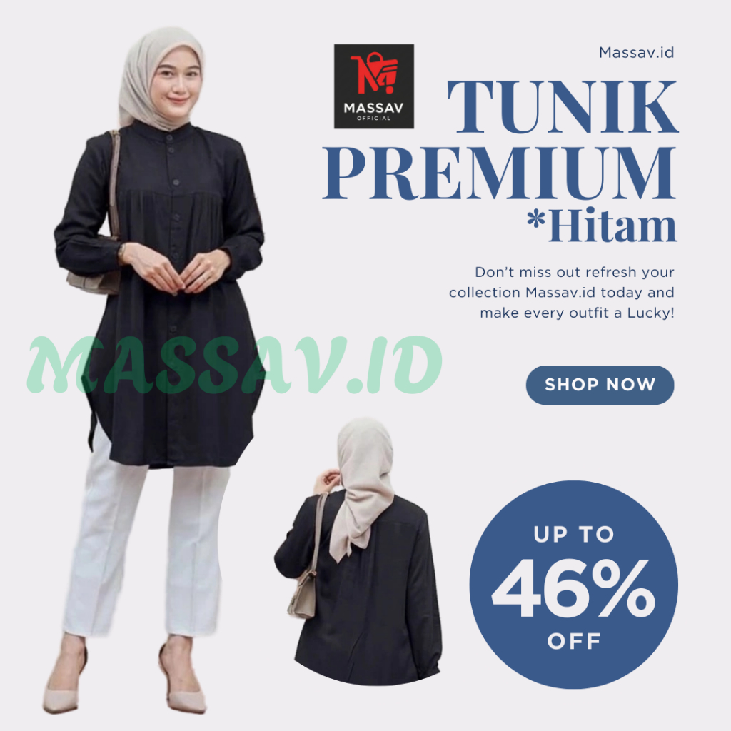Massav.id - Best Seller || Tunik Wanita Polos Rayon Twill Premium Warna Putih Bw Lengan Panjang Atas