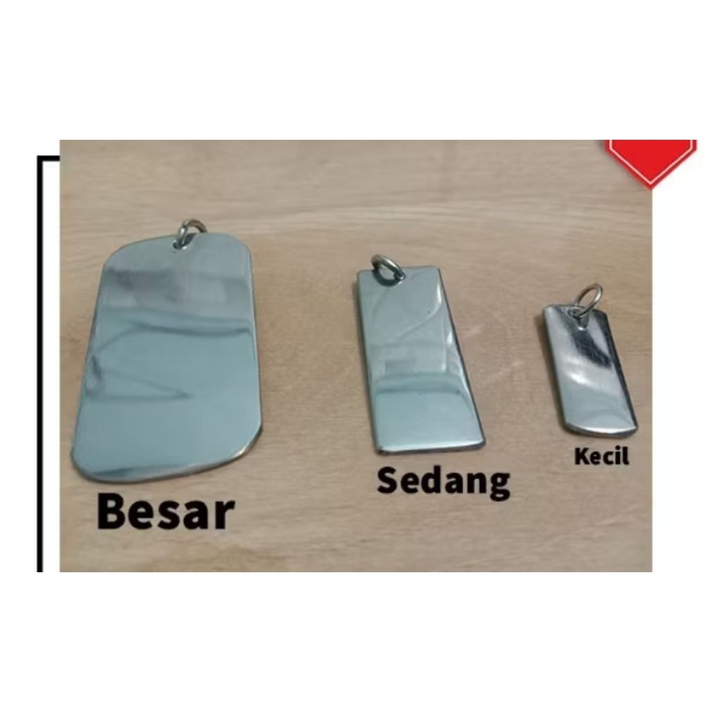 KALUNG TITANIUM MODEL BIJI LADA/MAINAN KALUNG PLAT 100% BESI PUTIH/ BISA UKIR NAMA/FREE ULIR NAMA