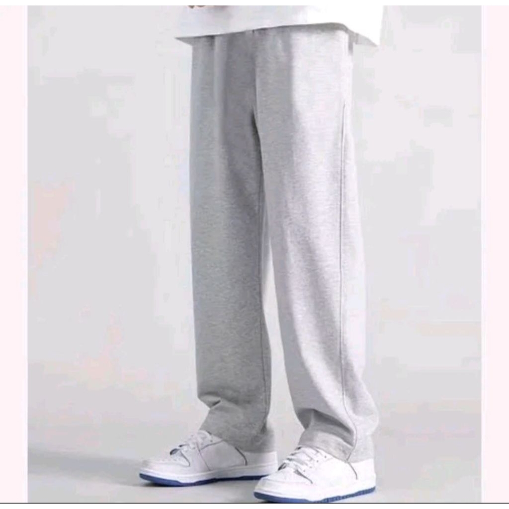 Sweatpant pria bahan fleece loose pant Basic Pria Wanita