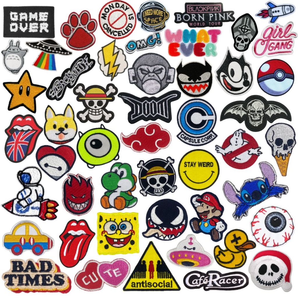 Patch Bordir Jahit Karakter & Simbol Lucu – Cocok untuk Jaket, Topi, Tas, & Jeans patch bordir jahit