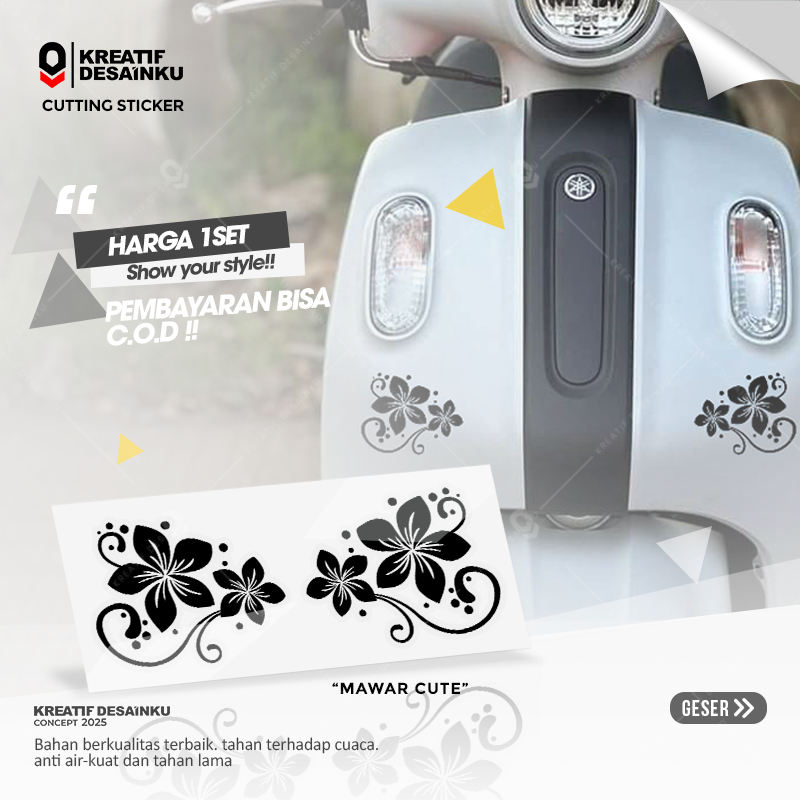 Cutting Stiker Mawar Cute Bunga Variasi Motor Mobil Sticker Veriasi Aksesoris Timbul Lucu Dasbor Spa