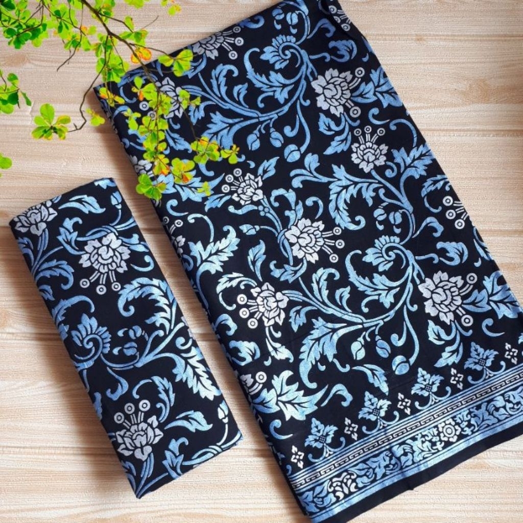 kain batik prada emas bunga bakung mutiara warna