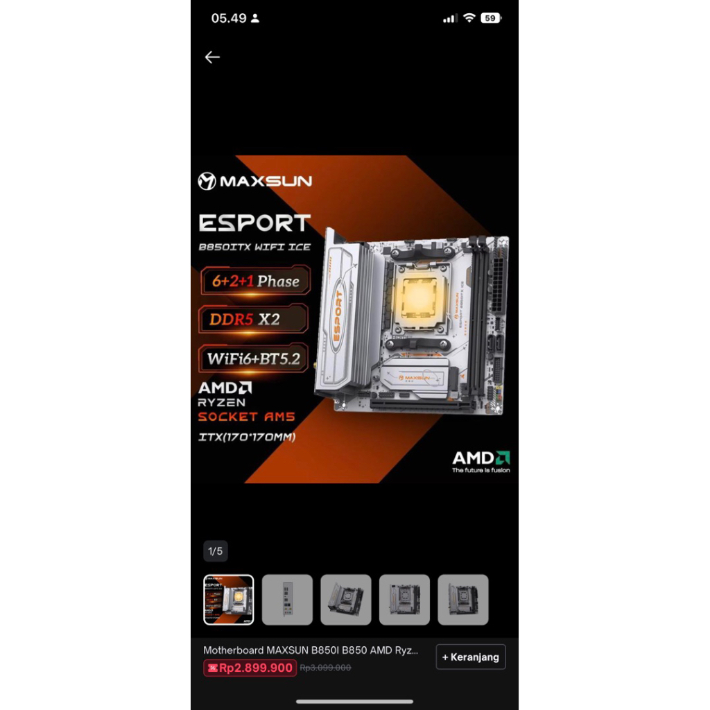 Motherboard MAXSUN B850I B850 AMD Ryzen AM5 DDR5 support 4800/5200/5600-8000 Memory (OC+) Pcie5.0x16