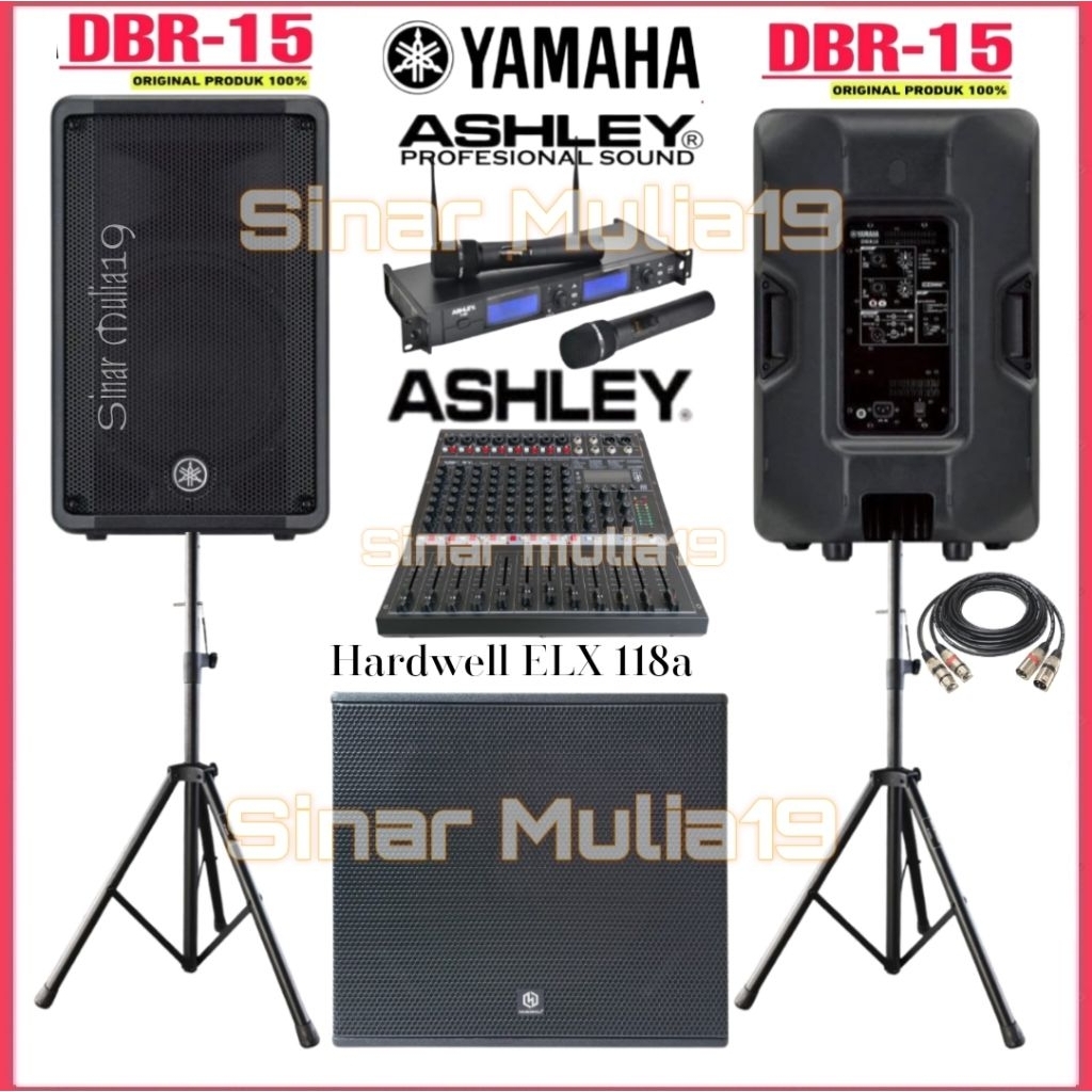Paket Sound System Speaker Aktif Yamaha DBR15 Subwoofer 18 Inch Hardwell ELX 118A Mixer Ashley 10 Ch