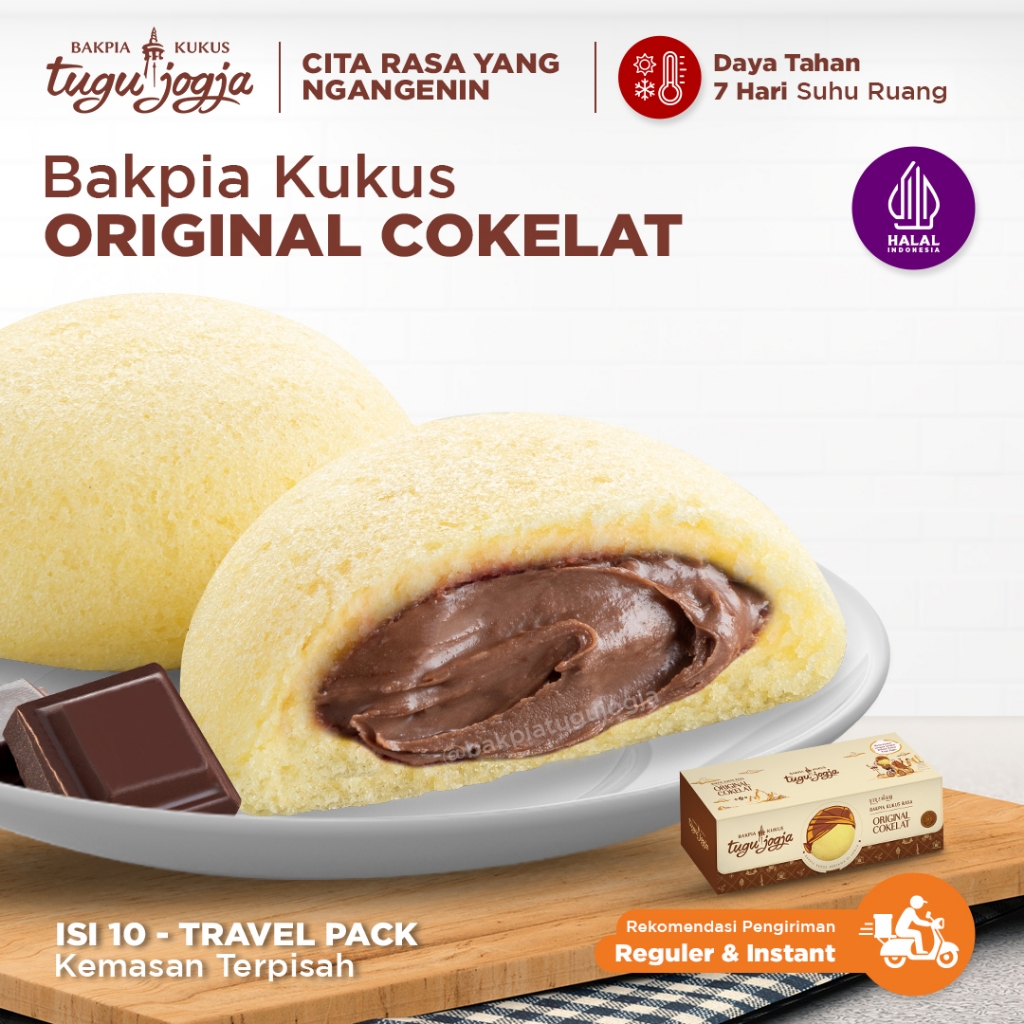 Bakpia Kukus Tugu Jogja Rasa Original Cokelat Isi 10 Pcs - Travel Pack - Oleh-oleh Khas Jogja