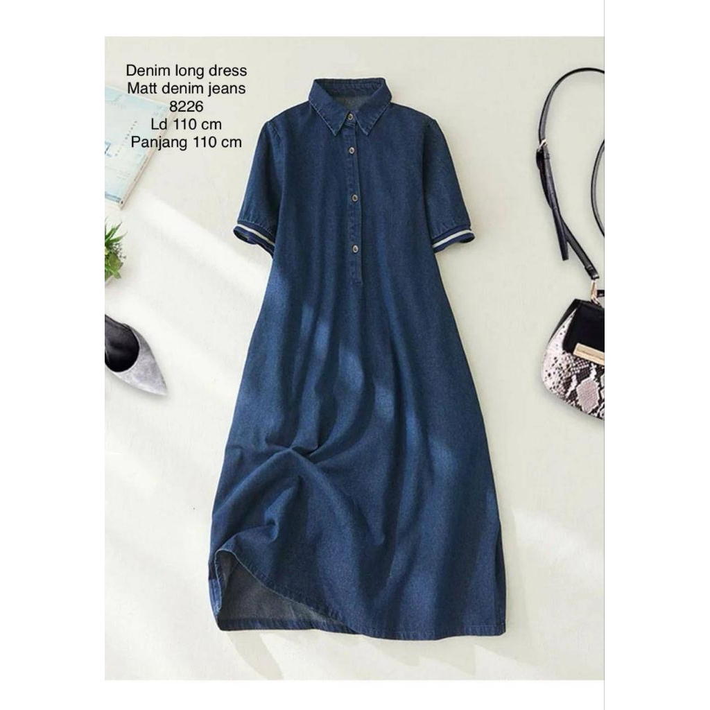 Dres jeans 8226 Bahan jeans Gaun Denim Panjang: Gaya Klasik yang Selalu Trendi