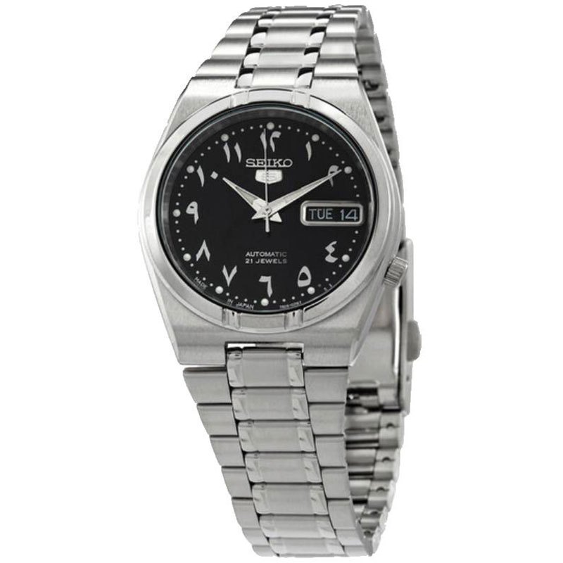 Seiko 5 Automatic SNK063 SNK063J Jam Tangan Black Arabic Dial Stainless Strap Original Japan Watch