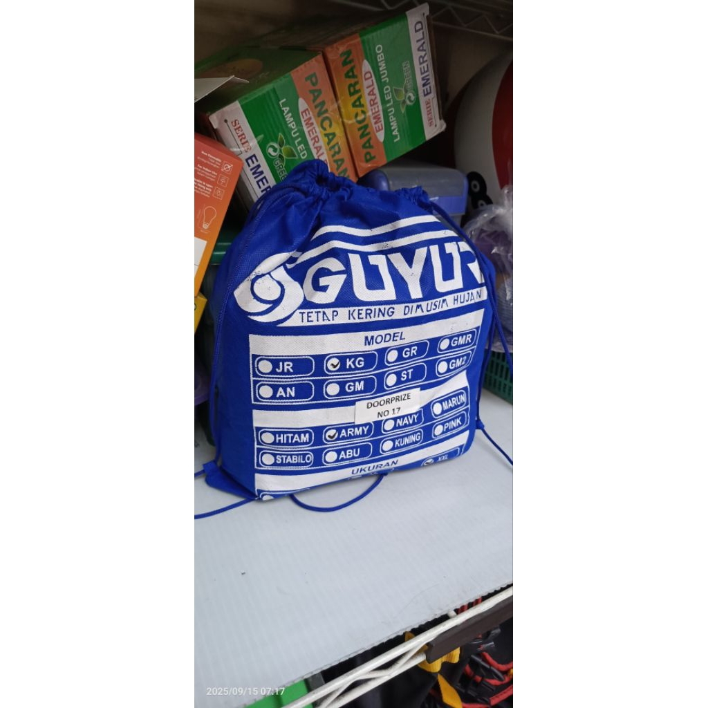 jas hujan guyur dapat dari doorprize size XL