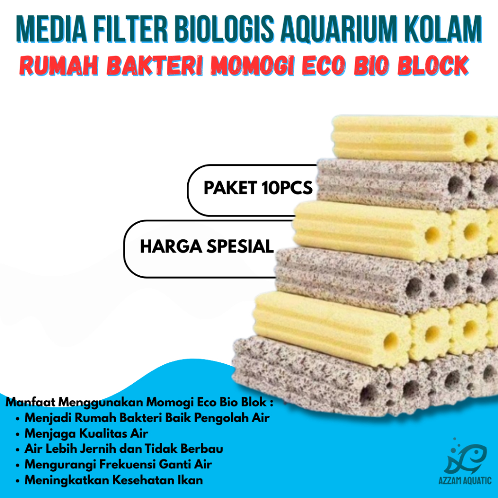 MEDIA FILTER PREMIUM ECO BIO BLOCK 15,5CM x 3,5CM (10pcs) RUMAH BAKTERI MOMOGI AQUARIUM KOLAM