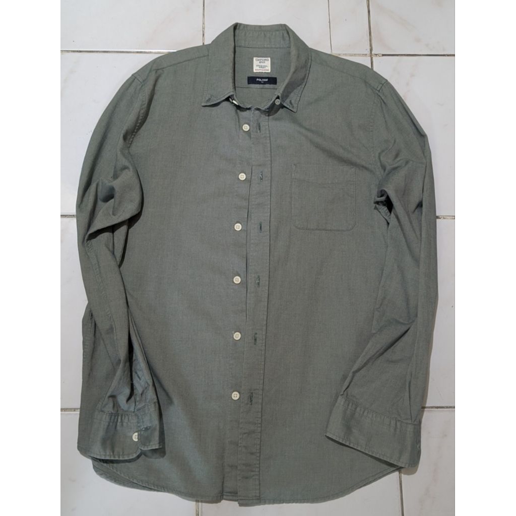 Kemeja Oxford Polham Green Grey