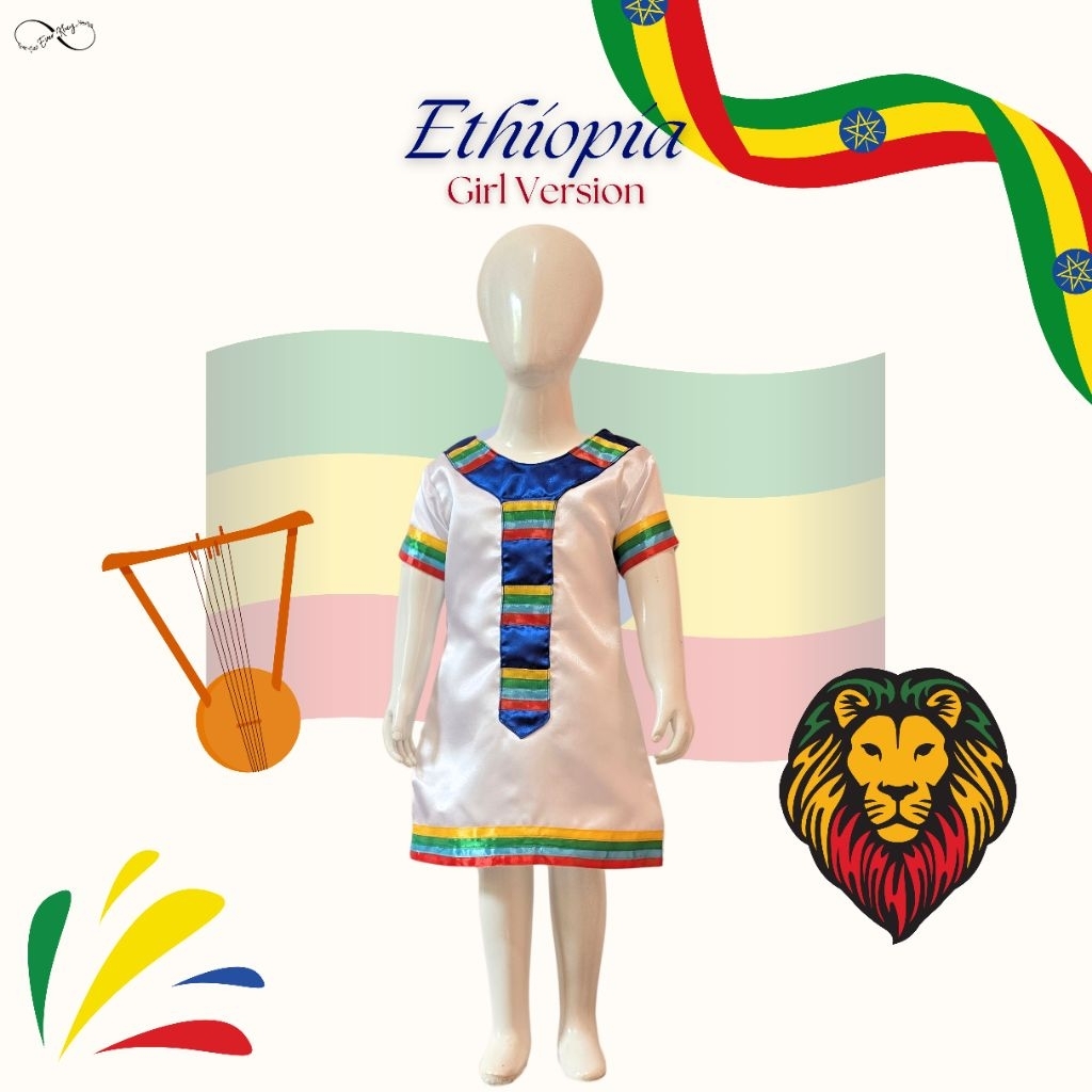 Ethiopia Traditional Costume for Girl | Baju Negara Afrika Timur | Kostum Benua Afrika | Traditional