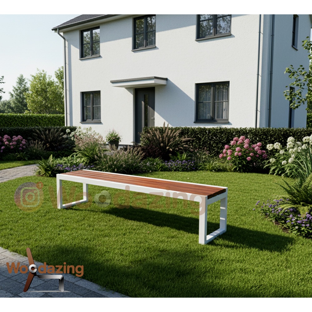 Bangku Panjang Kursi Taman Long Chair Besi Kayu Solid Tempat Duduk Serbaguna Teras Stadion