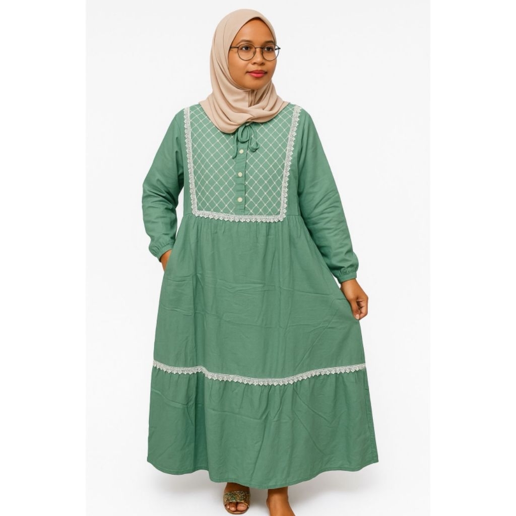 gamis sagita barukat mix renda/gamis dewasa elegan/baju gamis kondangan