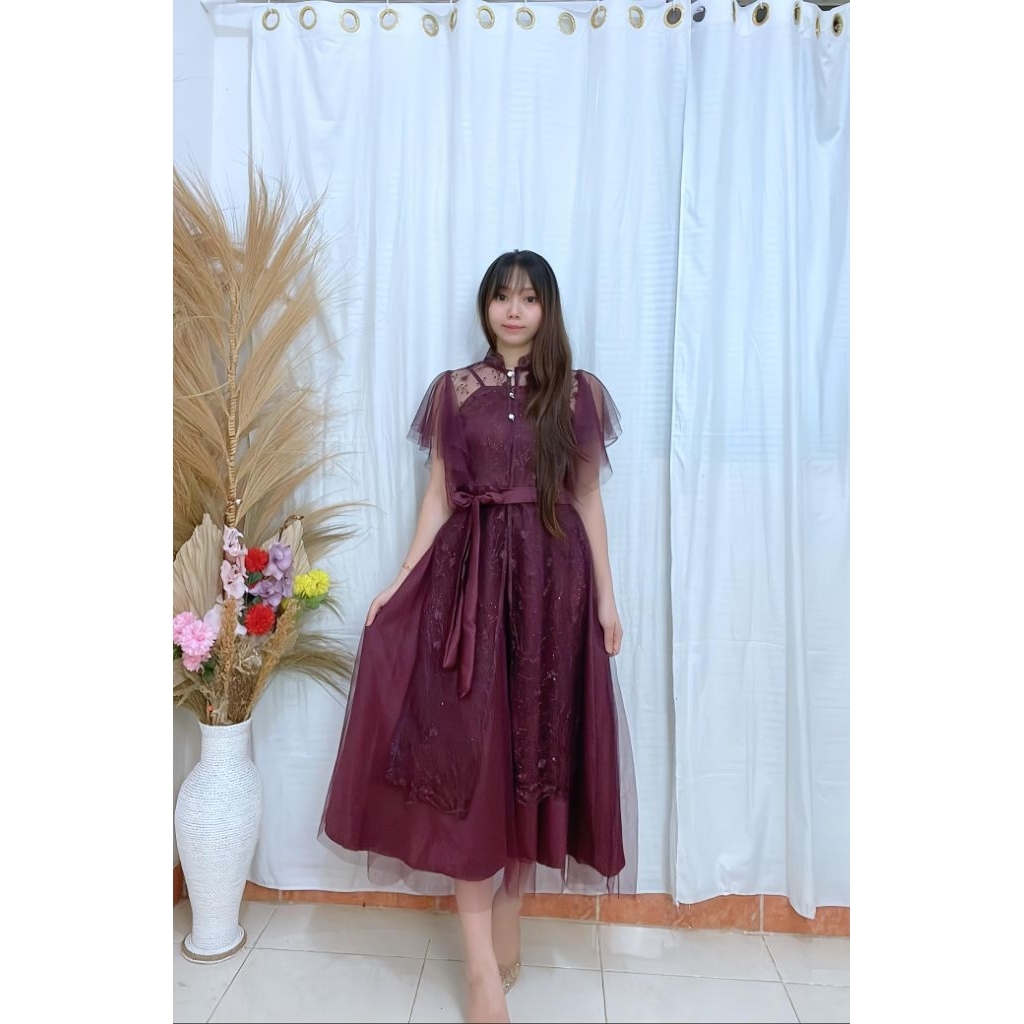 New Dress Hyuna/Realpict/Dress Kondangan/Dress pesta/Dress Natal/Dress Tile/Dress gereja