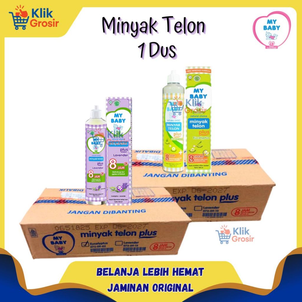 [KARTON] MY BABY Minyak Telon Plus Eucalyptus Lavender 150ml Isi 48 - Minyak Telon Bayi