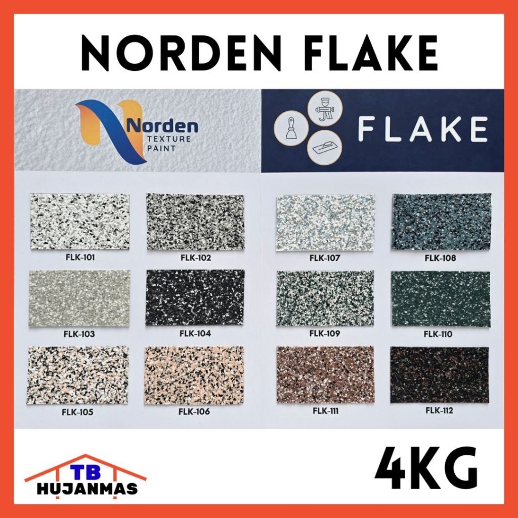 NORDEN Cat Tembok Teksture Tipe FLAKE (FLK) 4Kg Batu Alam Stone Wall Paint Type Terbaik Motif Natura
