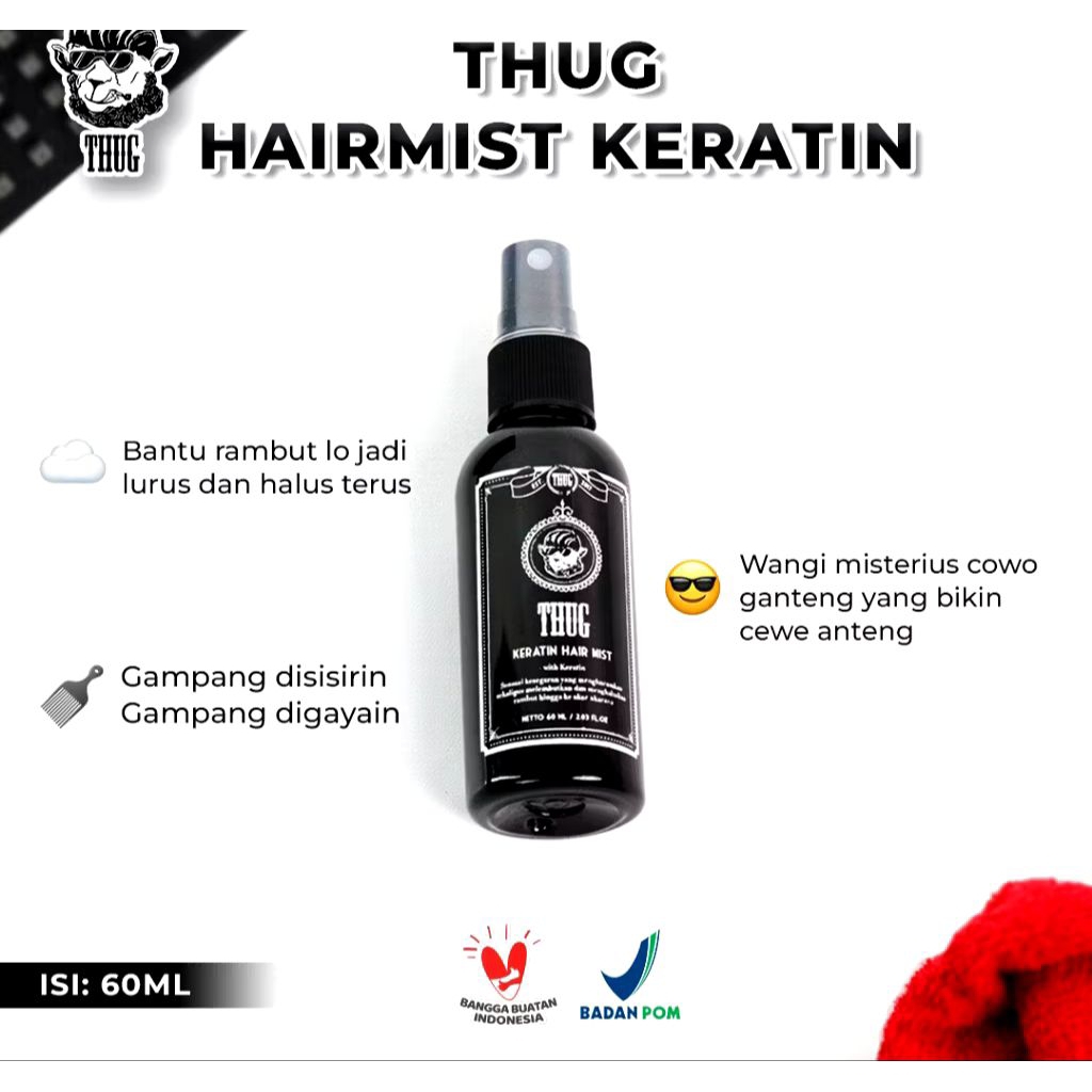 Shampoo Thug hairmist,coonditioner mengatasi rambut keriting menjadi lurus 1 paket