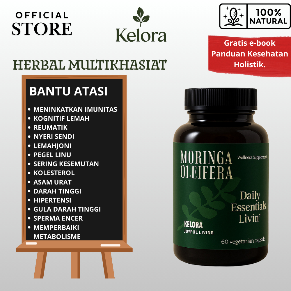 Kelora Kapsul Daun Kelor Bubuk Halus Murni Moringa Kapsul Herbal OBT KUAT
