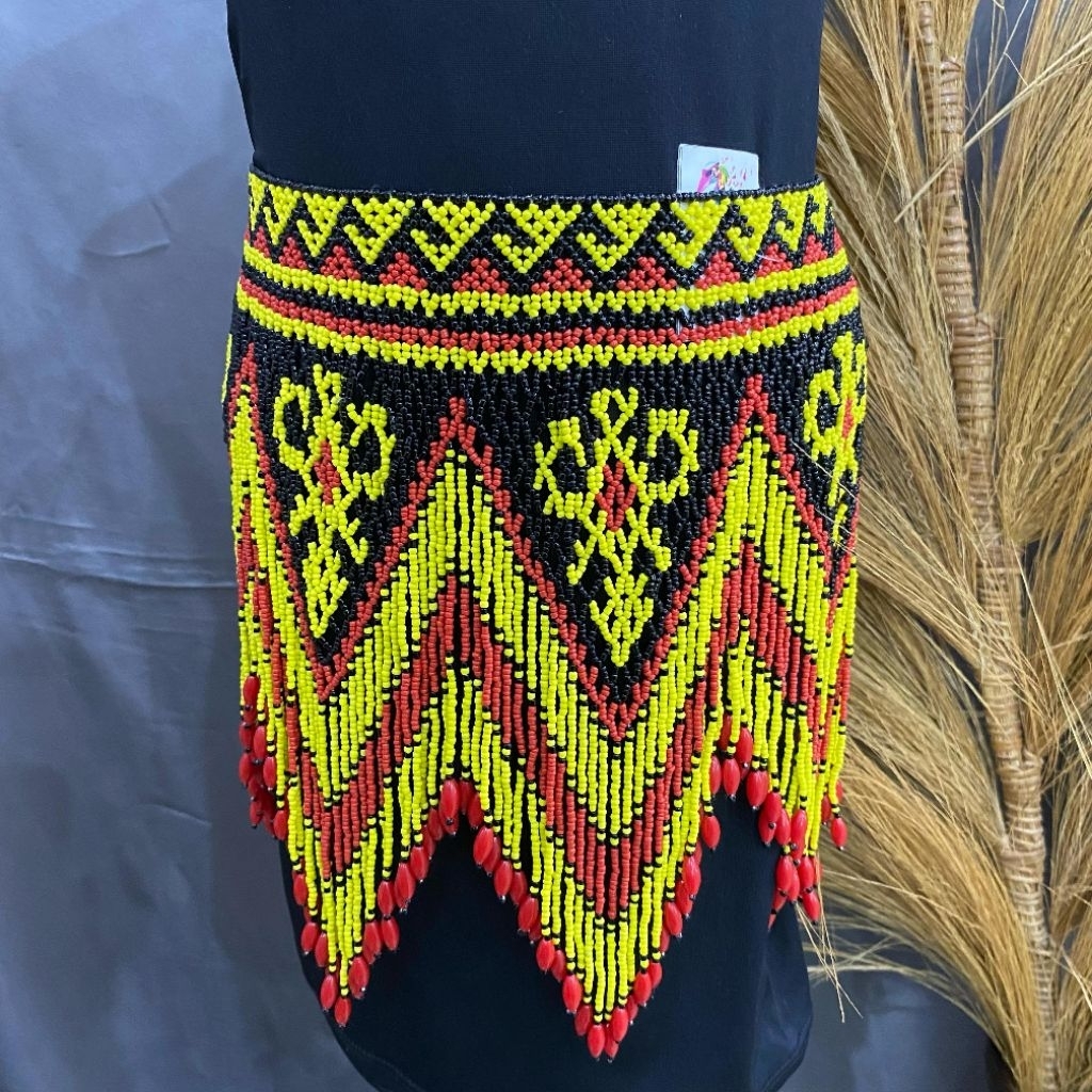 TERATAI RUMBAI SEGITIGA MANIK PREMIUM - TERATAI PINGGANG MANIK DAYAK - TERATAI SEGITIGA RUMBAI MANIK