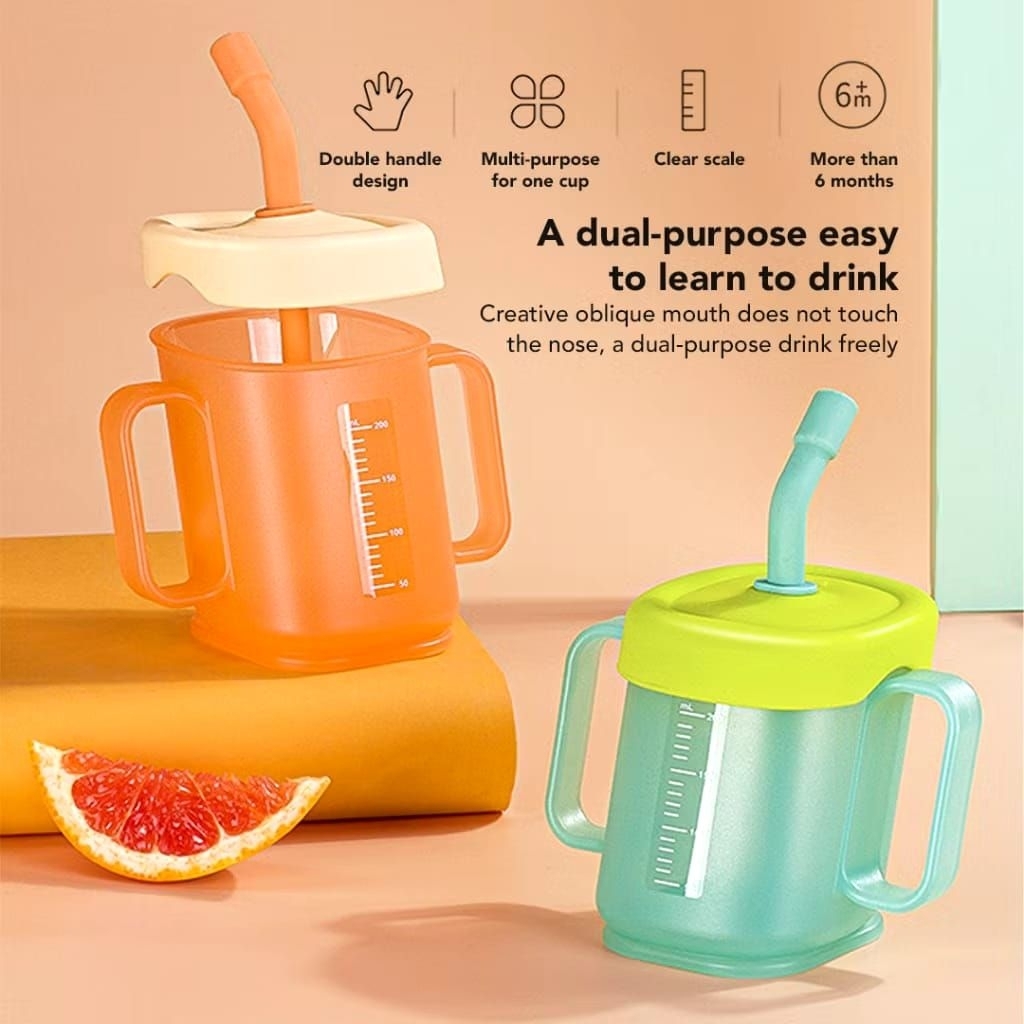 SAKUMINI TRAINING CUP/ CURVE STRAW CUP/GELAS MINUM BAYI ANTI TUMPAH 250ML