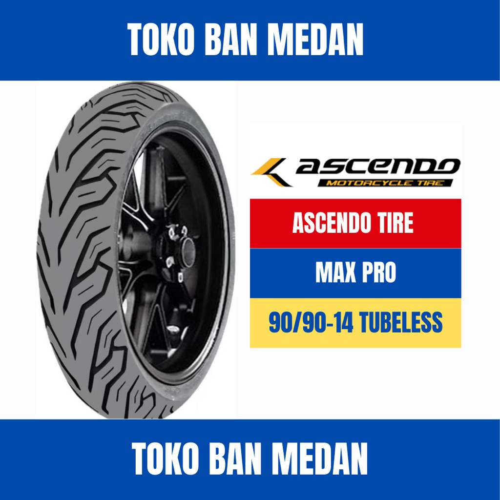 BAN LUAR MOTOR ASCENDO 90/90-14 RING 14 TL TUBELESS MAX PRO