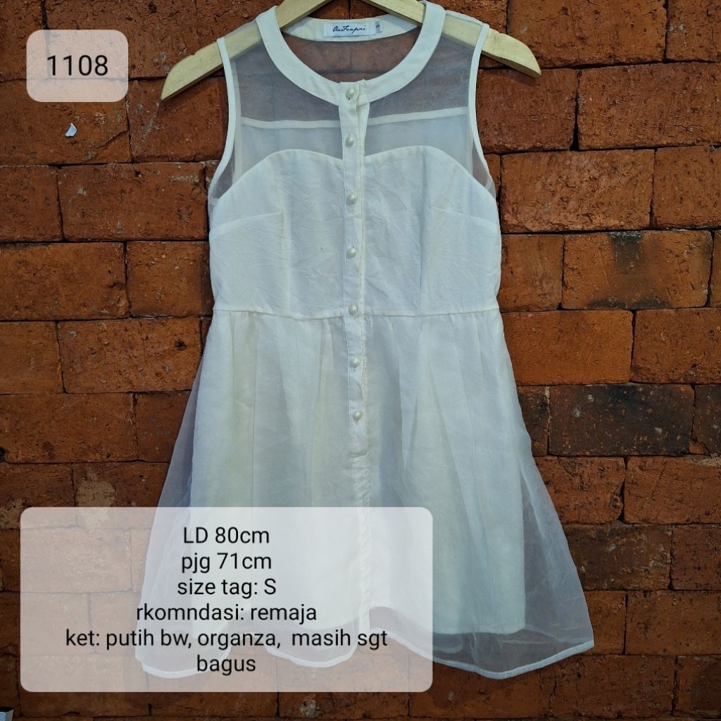 DRESS PUTIH REMAJA ORGANZA CANTIK MURAH (1108)