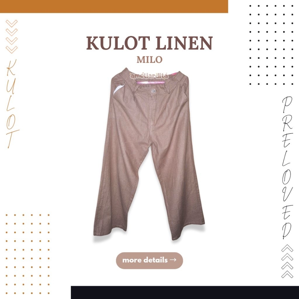 [SOLD] Preloved Kulot Linen Milo Highwaist Wanita Premium Formal High Waist Coklat Cokelat Susu Coks