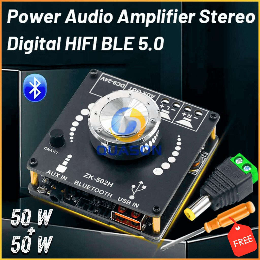 COD Wuzhi ZK-502H Ampli Amplifier HIFI Bluetooth 5.0 Digital Power Audio 2x50W Stereo AMP TPA3116D2