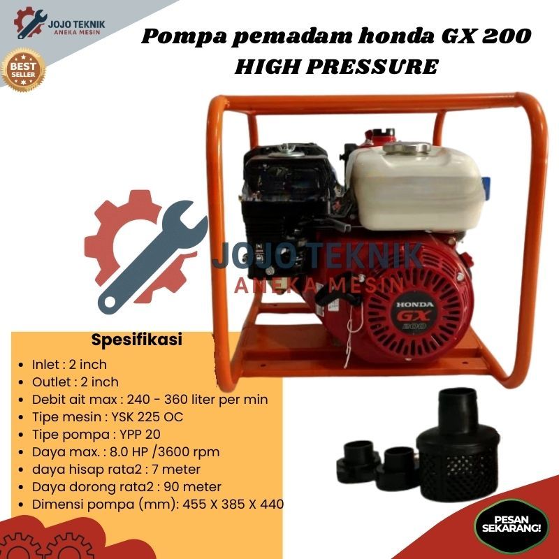Pompa pemadam honda GX 200 HIGH PRESSURE || Siap Pakai