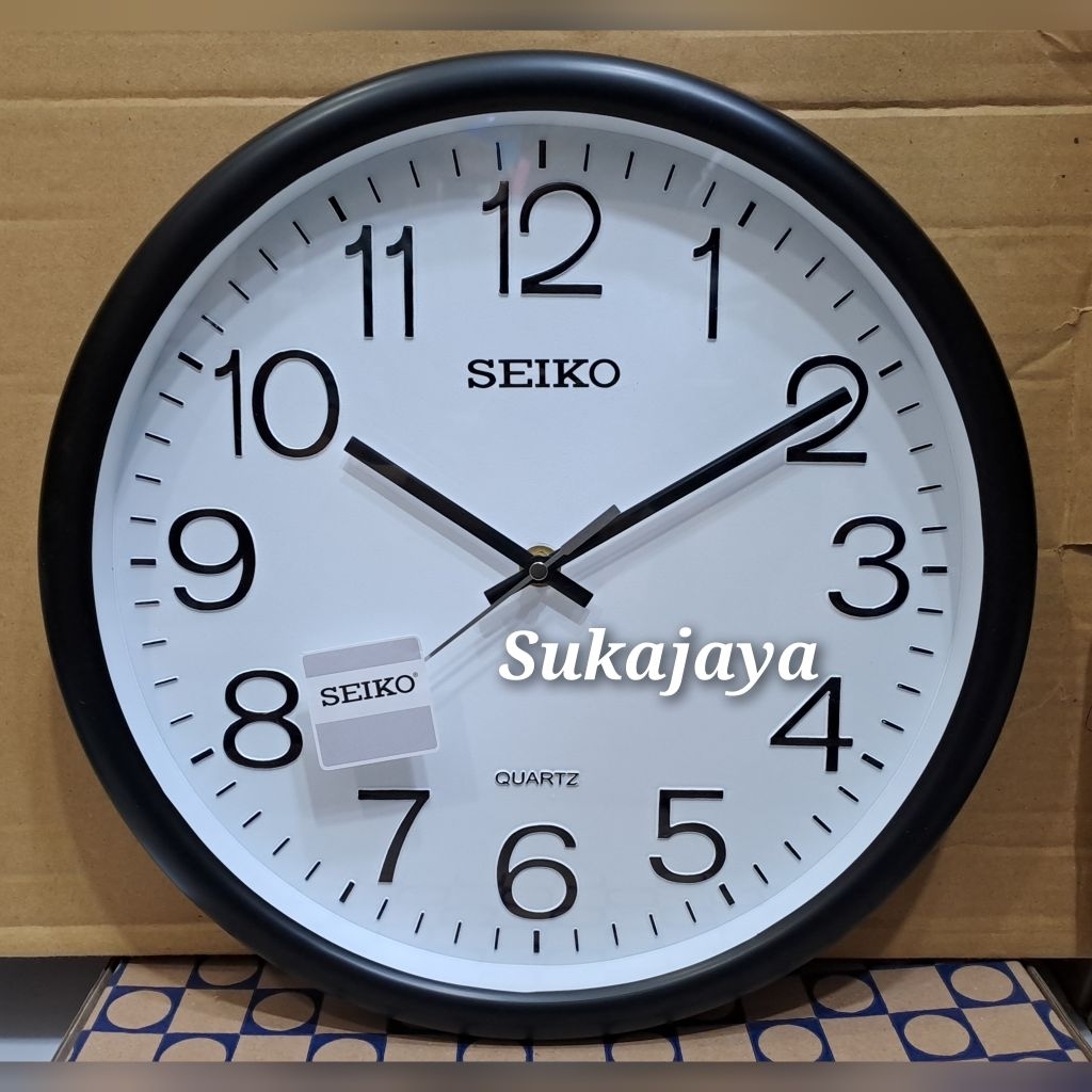 jam dinding seiko putih 32cm list hitam/putih/silver