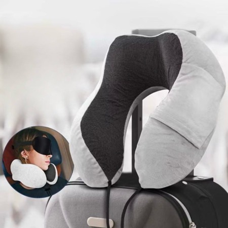 Bantal Leher U-Shape Foldable Travel Pillow Dewasa dan Anak Bantal Leher Portabel Kantor Bantal Sant