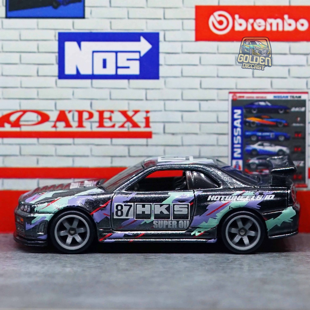 HOT WHEELS ID NISSAN SKYLINE GT-R (BNR34) R34 HKS - LOOSE + SWAP WHEELS (GOOD CONDITON)