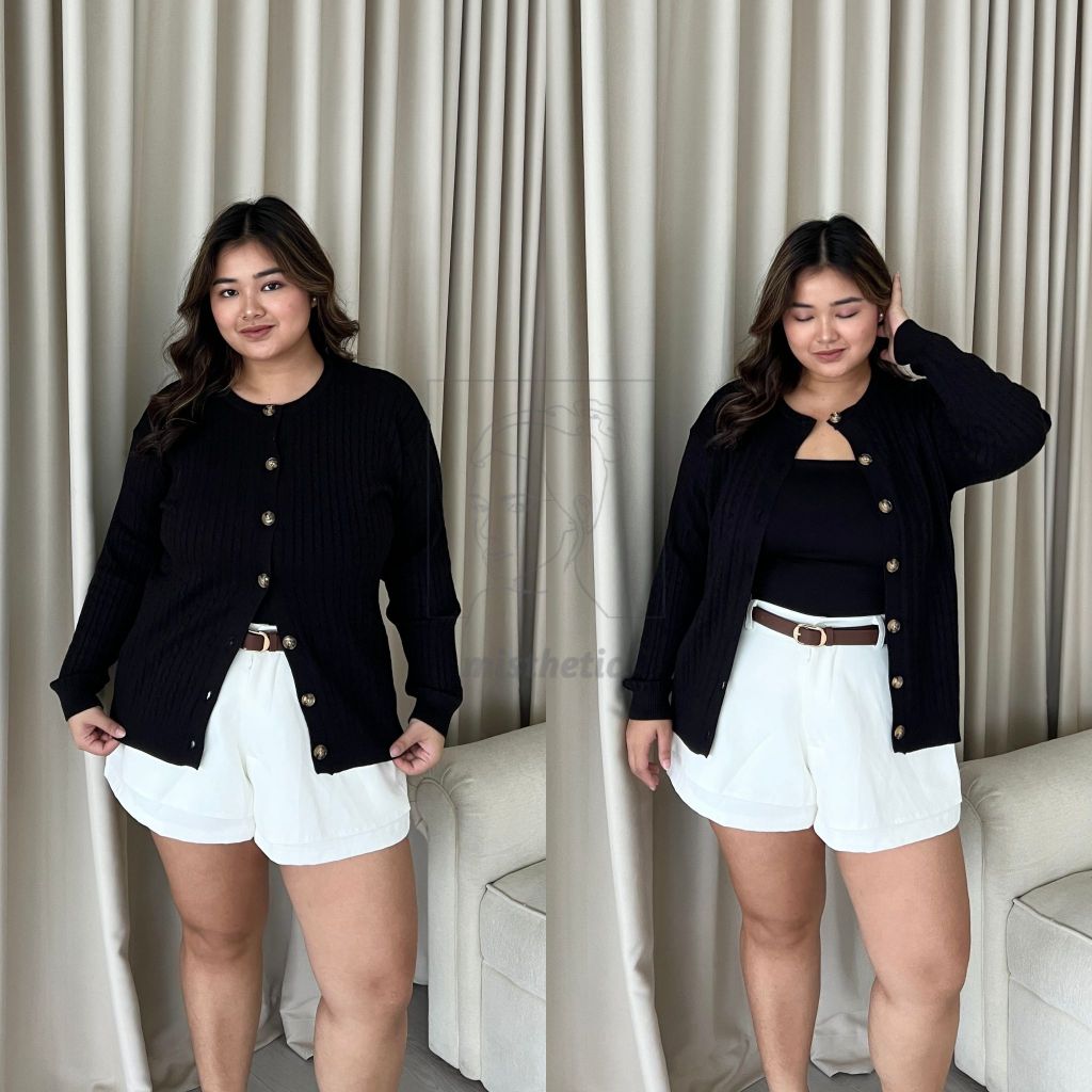 Charlotte Cardigan ━ Cardigan Cable Wanita Big Size/ Plus Size LD100/LD110/LD120/LD130/LD140/LD150