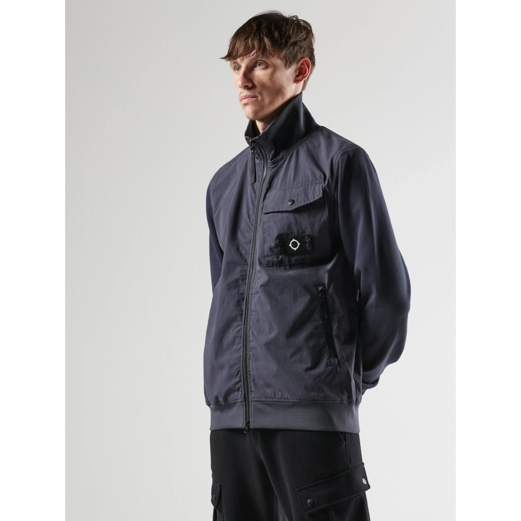 Mastrum Original Full Zip Mixed Media Jacket In Navy