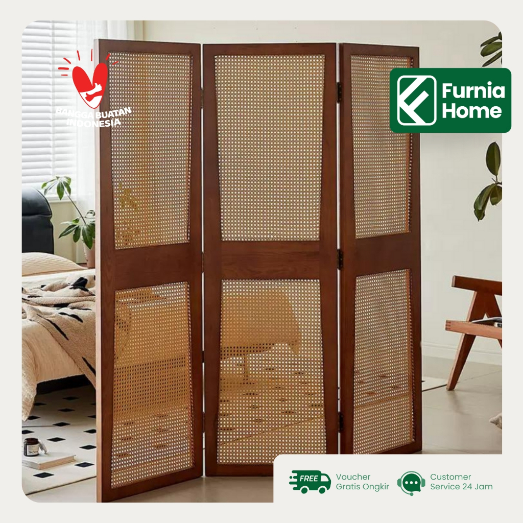 Penyekat Ruangan Kayu Jati Minimalis Modern (Per Panel) | Partisi Pembatas Ruang Tamu Estetik