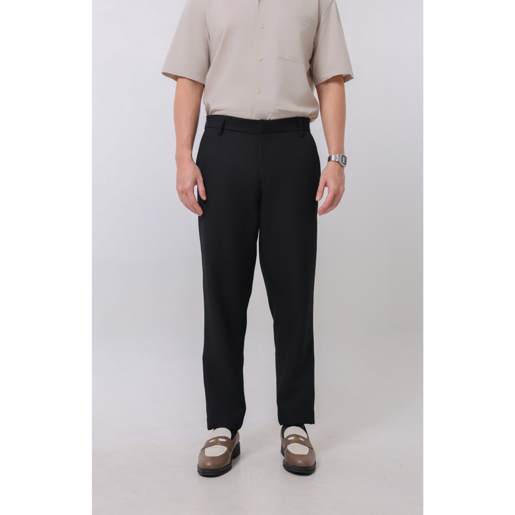 REY - Trousers Hitam | Celana Bahan Formal Slim Fit Pria Kain Polyester Semi Wool