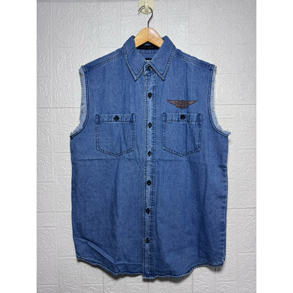 HARLEY-DAVIDSON DENIM MOTORCYCLE VEST SIZE M ORIGINAL