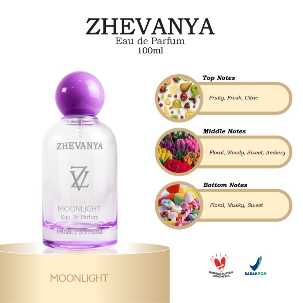 MOONLIGHT Eau De Parfum ZHEVANYA Original EDP Parfum Wanita Tahan Lama