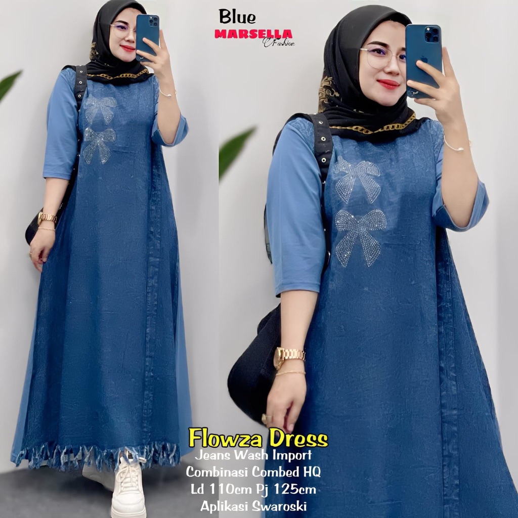 FLOWZA NIMAS TRIA AKIRA DRESS ORIGINAL BY MARSELLA | AILEEN UMBRELLA MAXY DRESS JEANS IMPORT BY MUTI