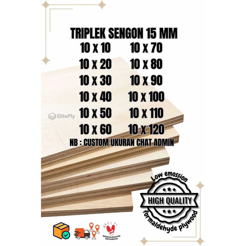 Triplek custom sengon 15mm plywood multiplek halus 2 sisi
