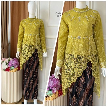 PROMO New realpict setelan kebaya blus Aulia by jn//kebaya brokat kondangan//kebaya pesta burgendy//