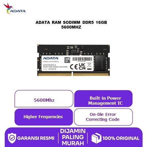 ADATA RAM SODIMM DDR5 16GB 5600MHZ
