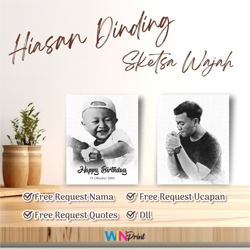 [Bisa COD] Lukisan Keren|Lukisan Wajah|Kado Lukisan|Sketsa Wajah