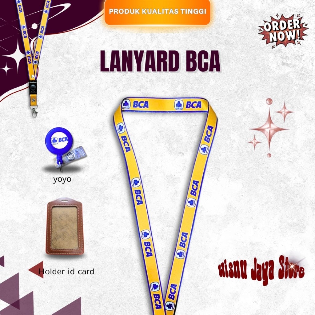 LANYARD TALI ID CARD BCA GOLD TERBARU | LANYARD BCA GROSIR TERMURAH & BERKUALITAS