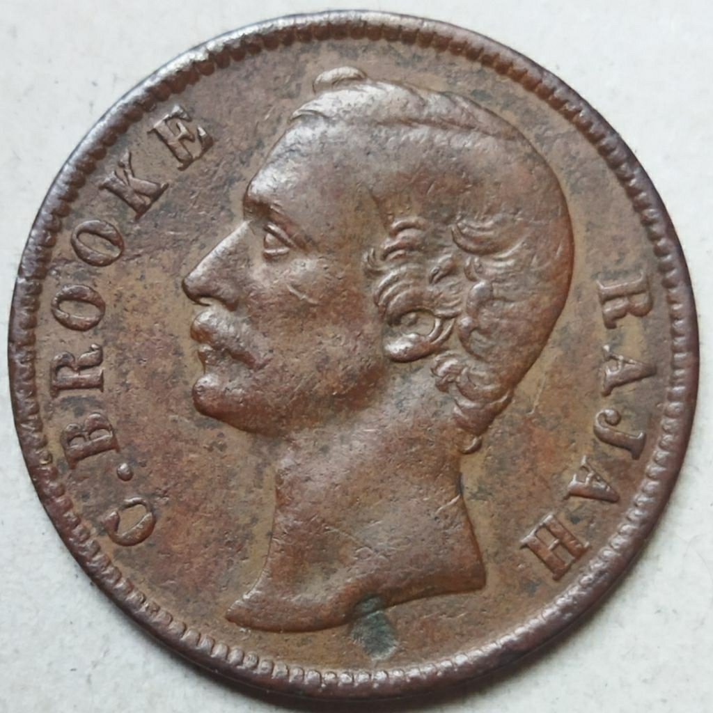 Koin One cent 1870 C Brooke Rajah Sarawak