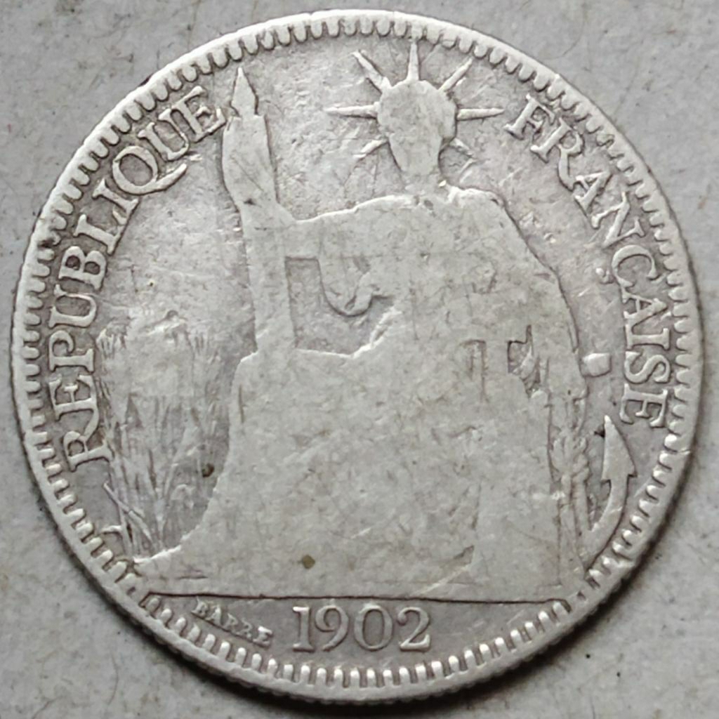 Koin perak 10 Cent 1902 Indochina