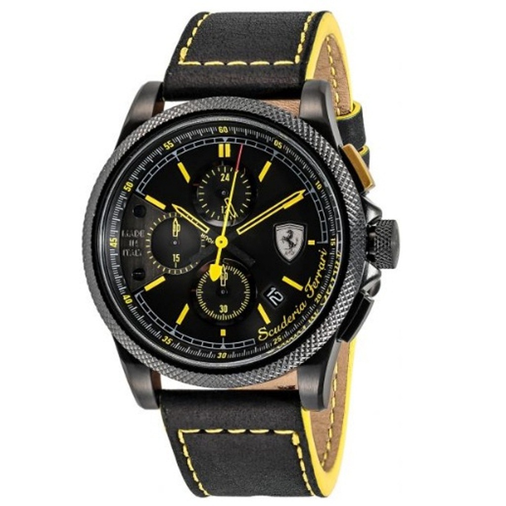 Men's Scuderia Ferrari Black Chronograph Leather Watch 0830274