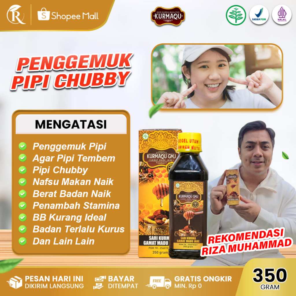 KURMAQU GMJ Obat Penggemuk Pipi Agar Pipi Chubby Tembem Penambah Berat Badan dan Nafsu Makan
